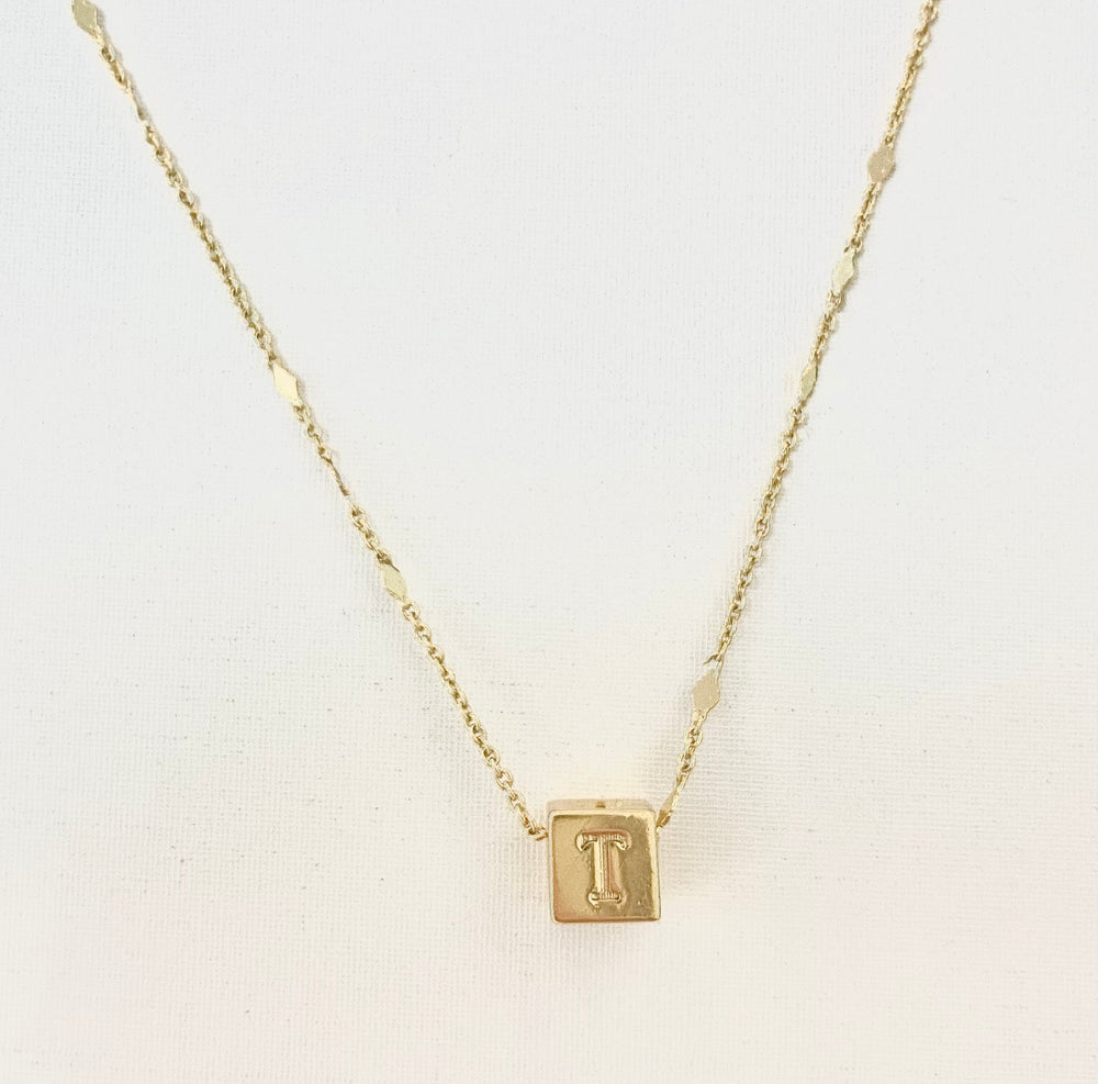 Initial Block Necklace