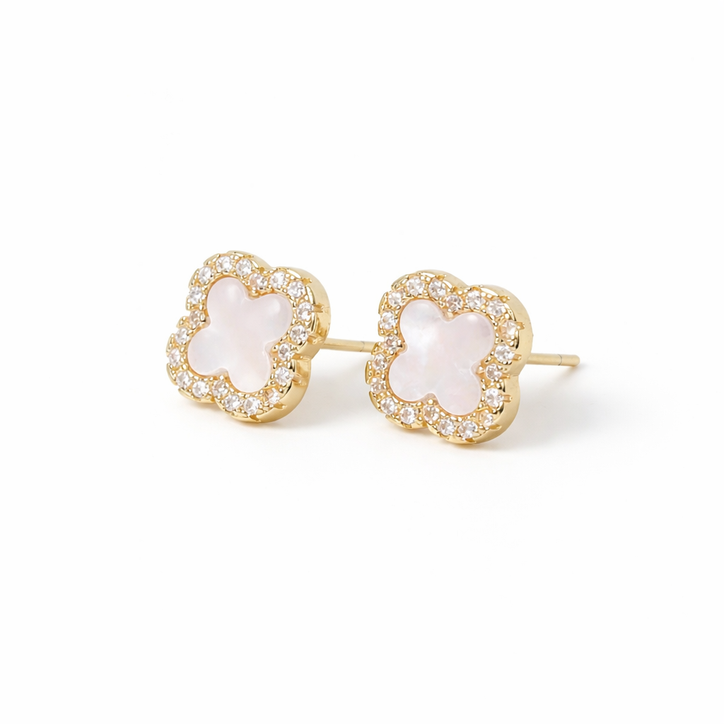 Mother of Pearl Quatrefoil Earrings