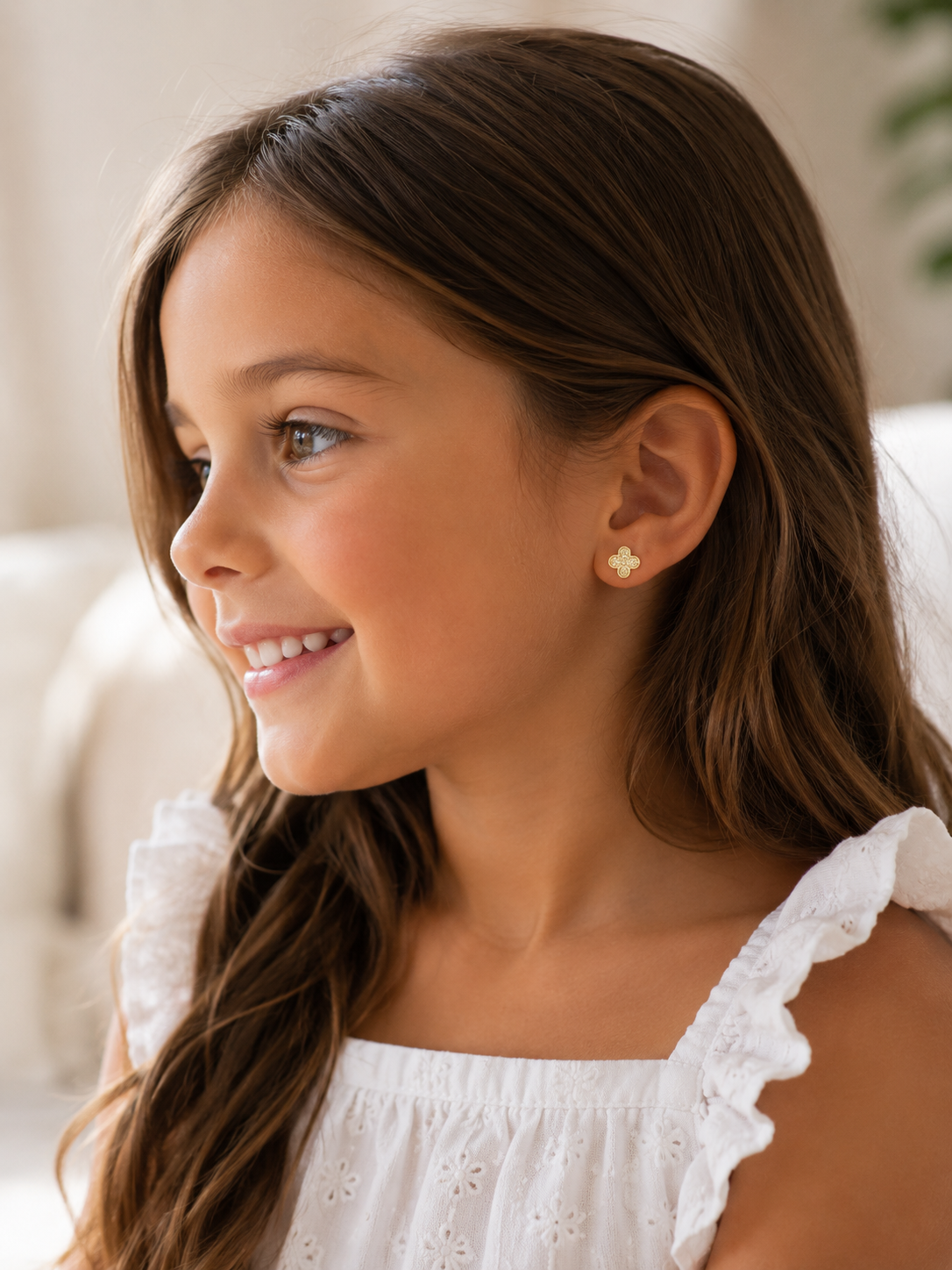 CK Gold Quatrefoil Earrings