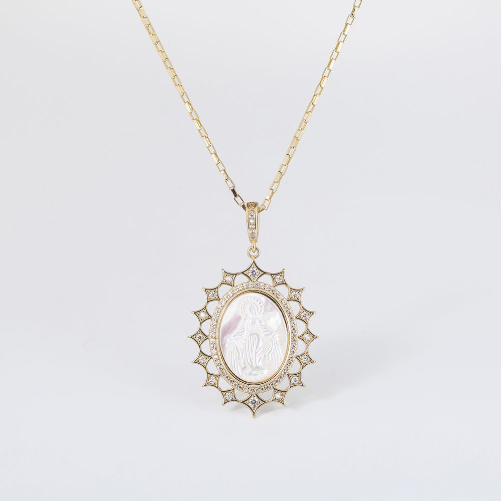 Vintage Pearl Virgin Mary Necklace