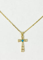 Turquoise Heart Cross Necklace