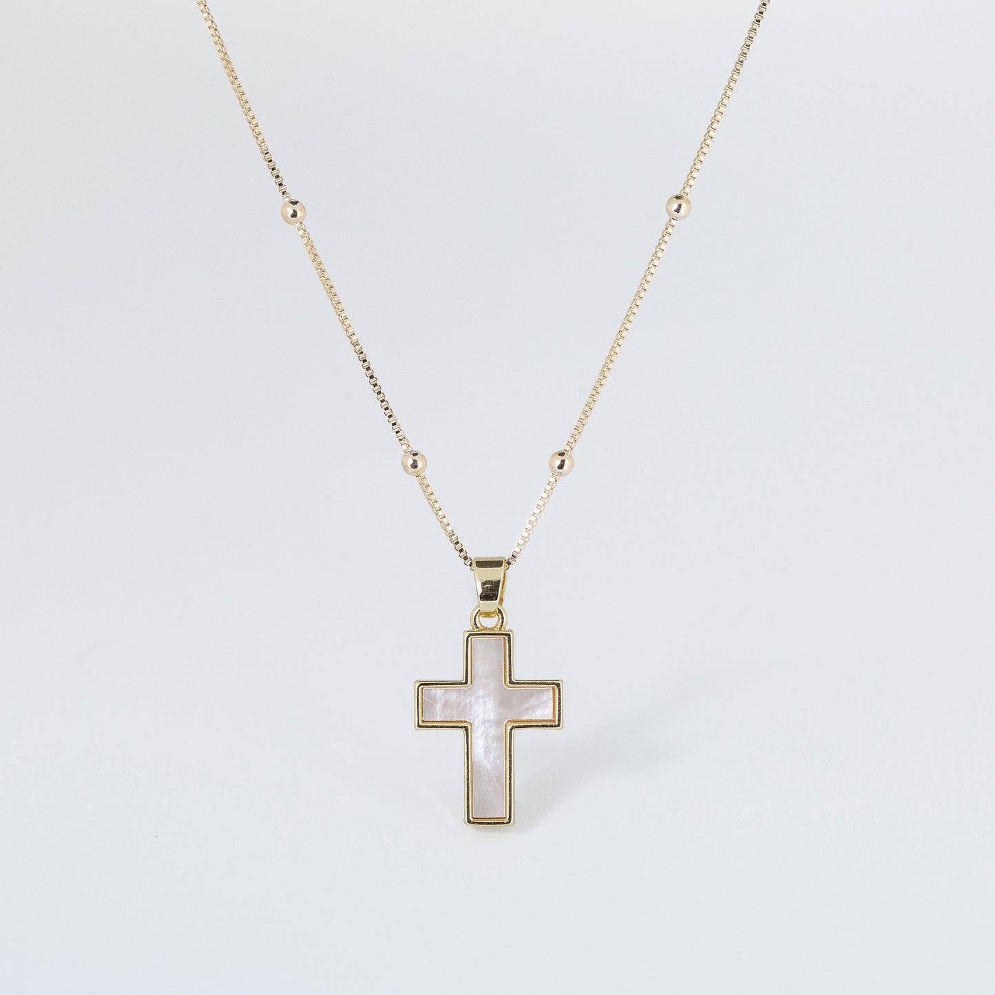 Mother of Pearl Cross Necklace