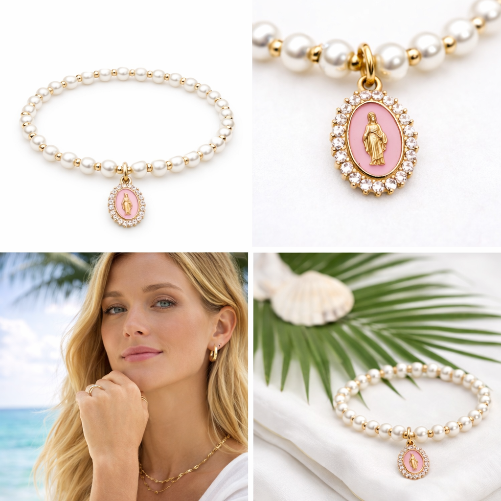 Our Lady of Lourdes Pearl Bracelet