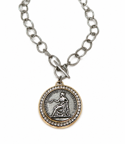 Silver Medallion Coin Necklace