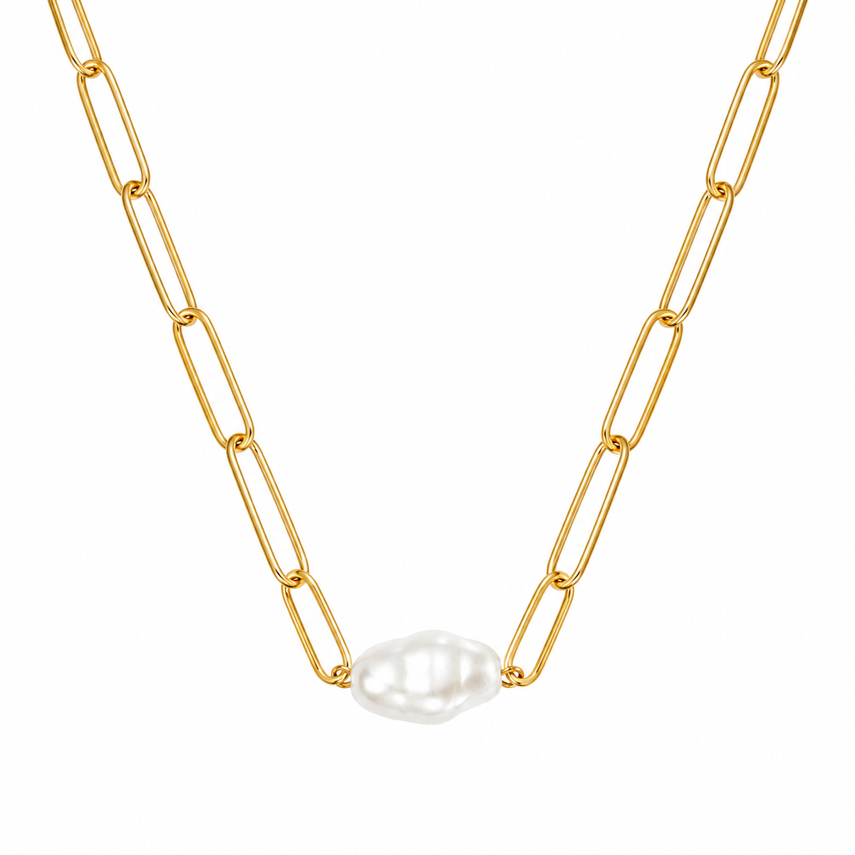 Paperclip Freshwater Pearl Necklace