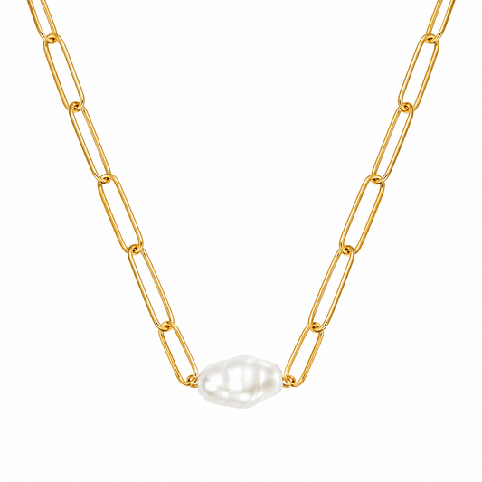 Paperclip Freshwater Pearl Necklace