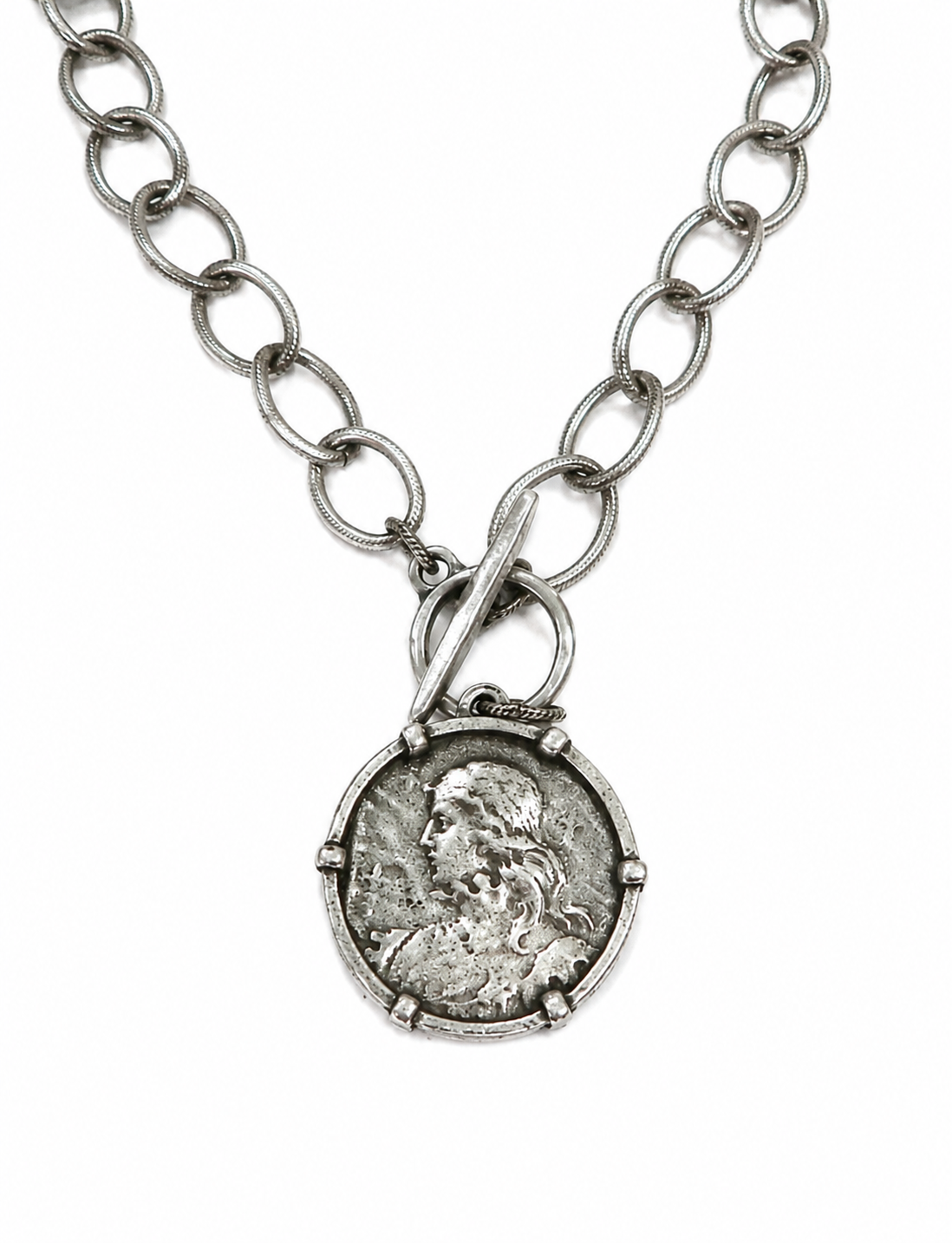 Silver St. Joan of Arc Pendant Necklace