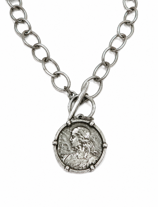 Silver St. Joan of Arc Pendant Necklace