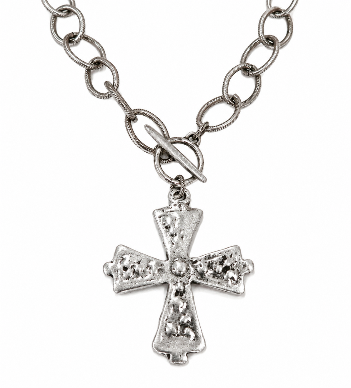 Silver Antique Cross Pendant Necklace