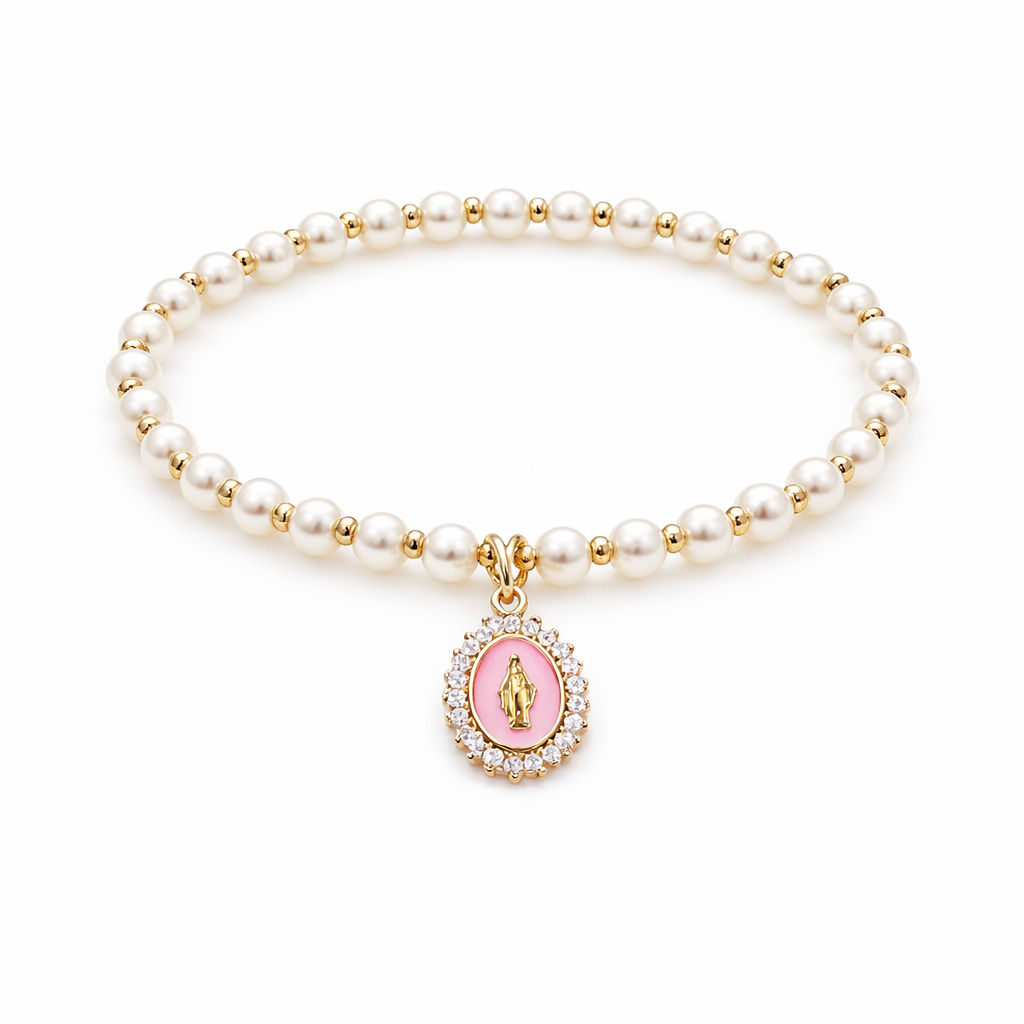 Our Lady of Lourdes Pearl Bracelet