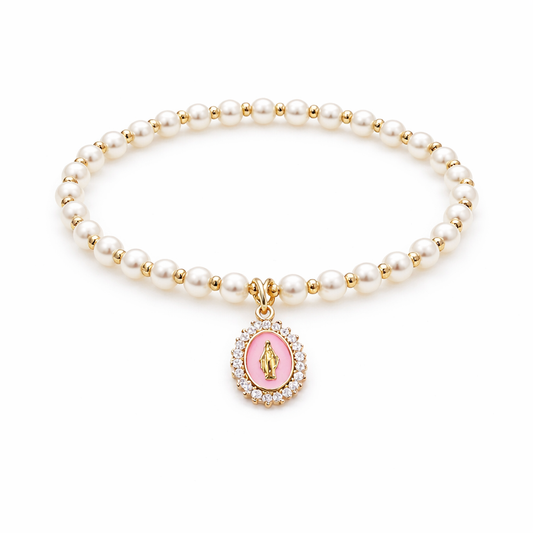 Our Lady of Lourdes Pearl Bracelet