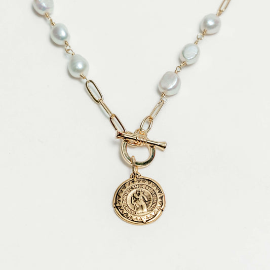 Antique St. Christopher Stamp Necklace