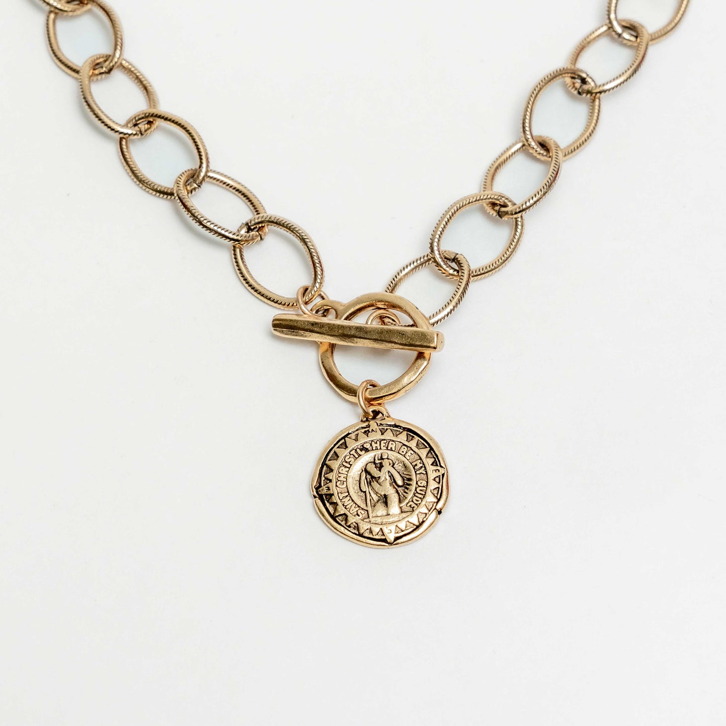 Antique St. Christopher Stamp Necklace