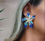 Blue Hibiscus Earrings