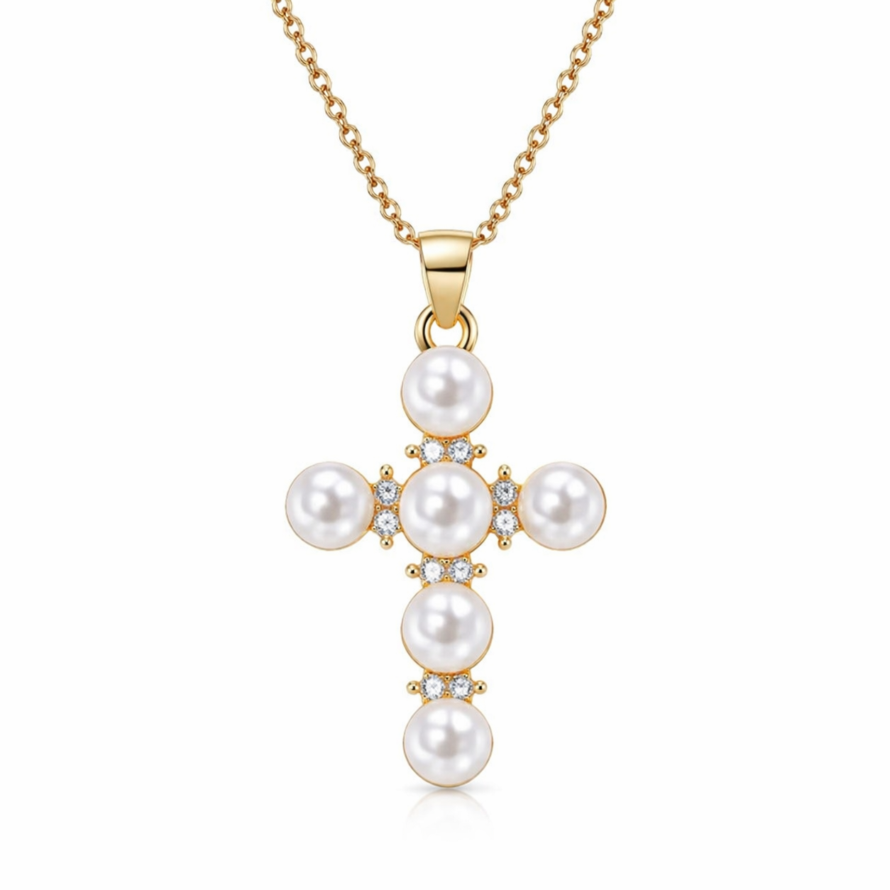 Marisela Pearl Cross Necklace
