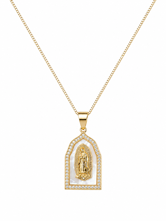 Mother of Pearl Guadalupe Necklace