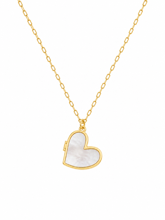 Mother of Pearl Heart Locket