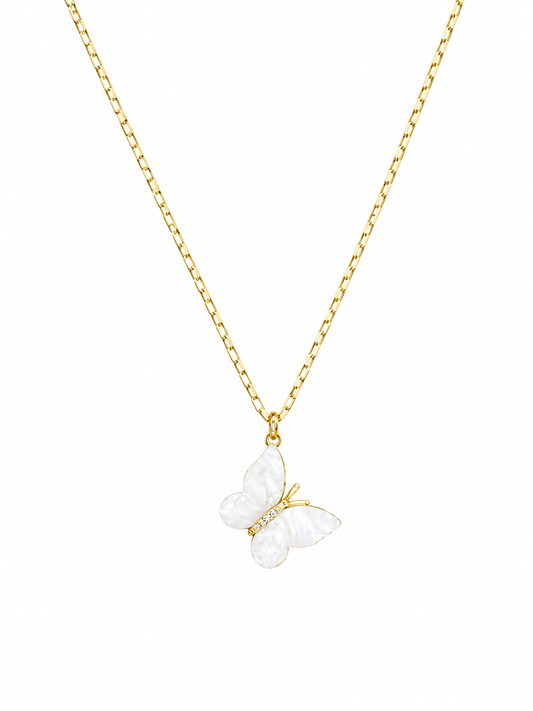 Mother of Pearl Butterfly Necklace