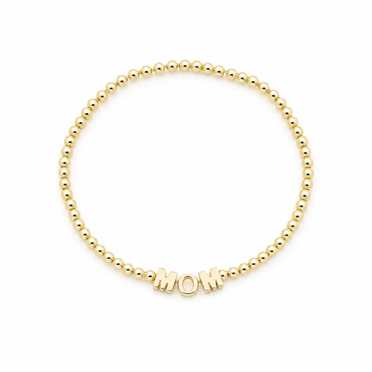 MOM Gold Beaded Bracelet