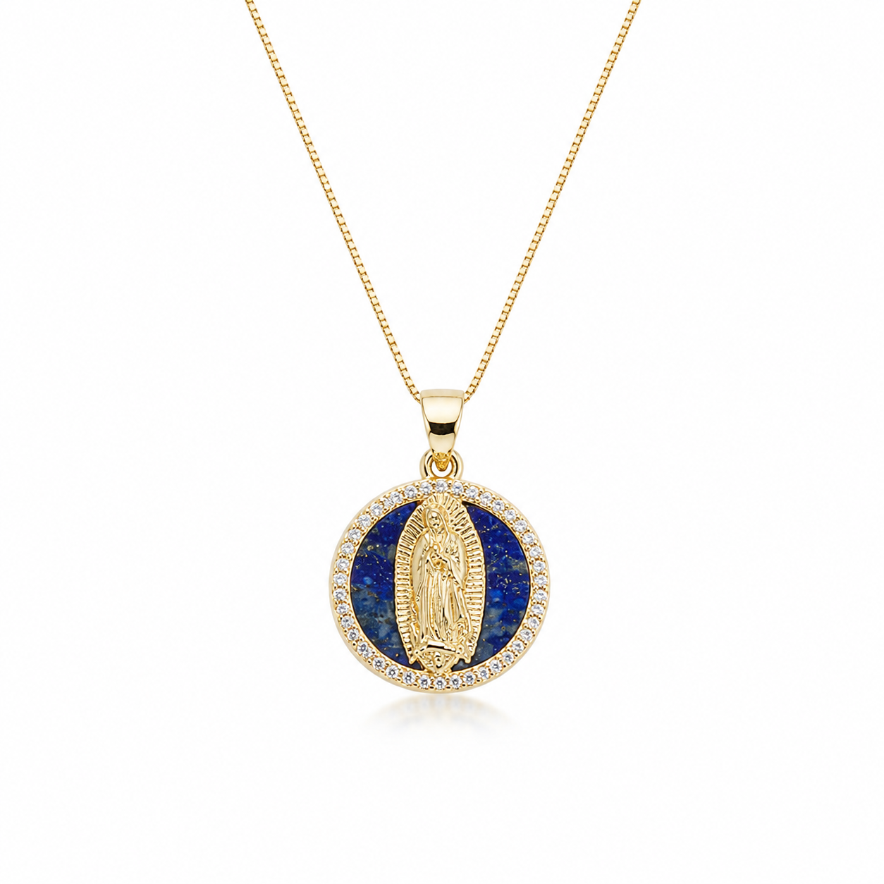 Lapis Virgin Mary Necklace