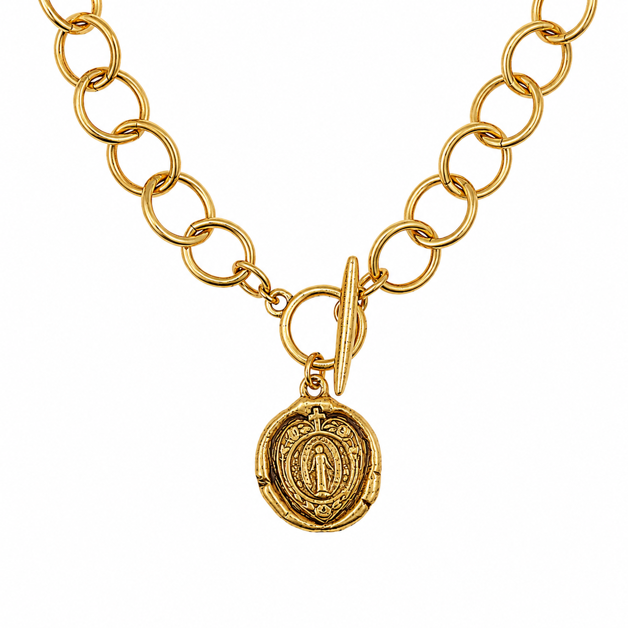 Sacred Heart Stamp Pendant Necklace