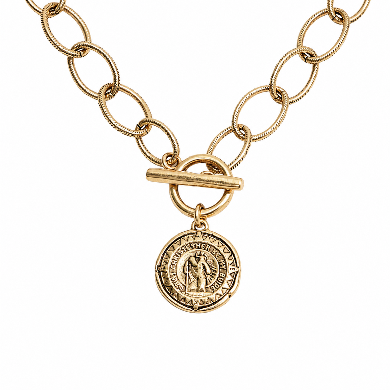 Antique St. Christopher Stamp Necklace