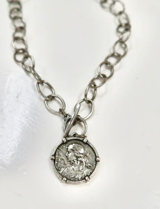 Silver St. Joan of Arc Pendant Necklace