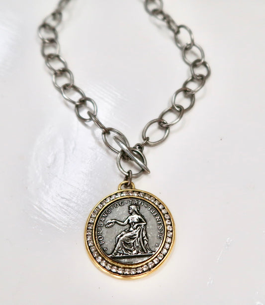 Silver Medallion Coin Necklace