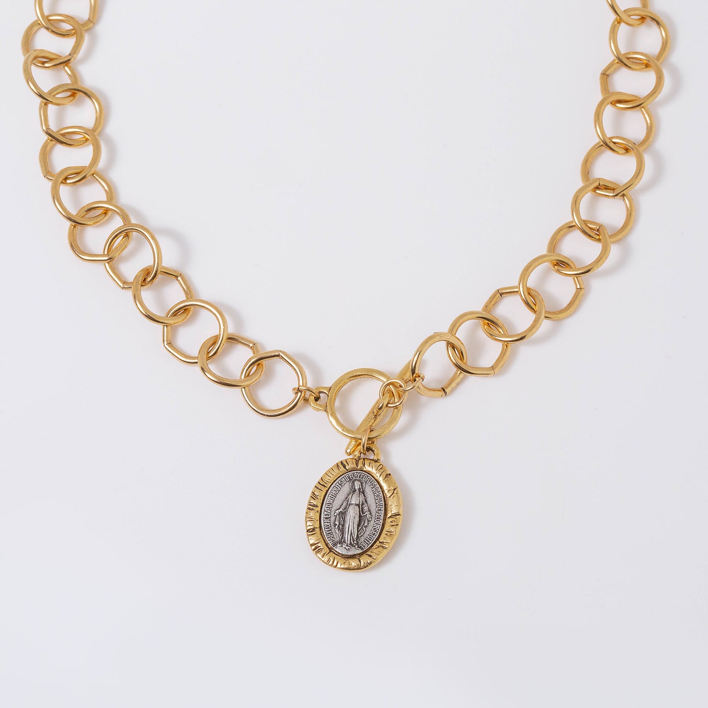 Two-Tone Mary Pendant Necklace