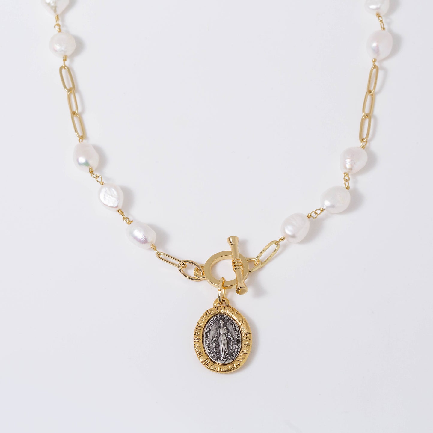 Two-Tone Mary Pendant Necklace