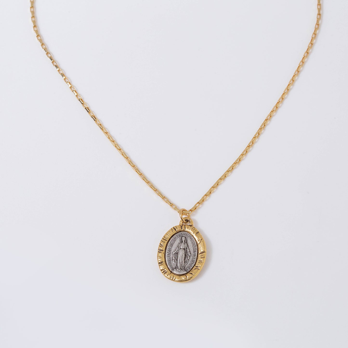 Two-Tone Mary Pendant Necklace