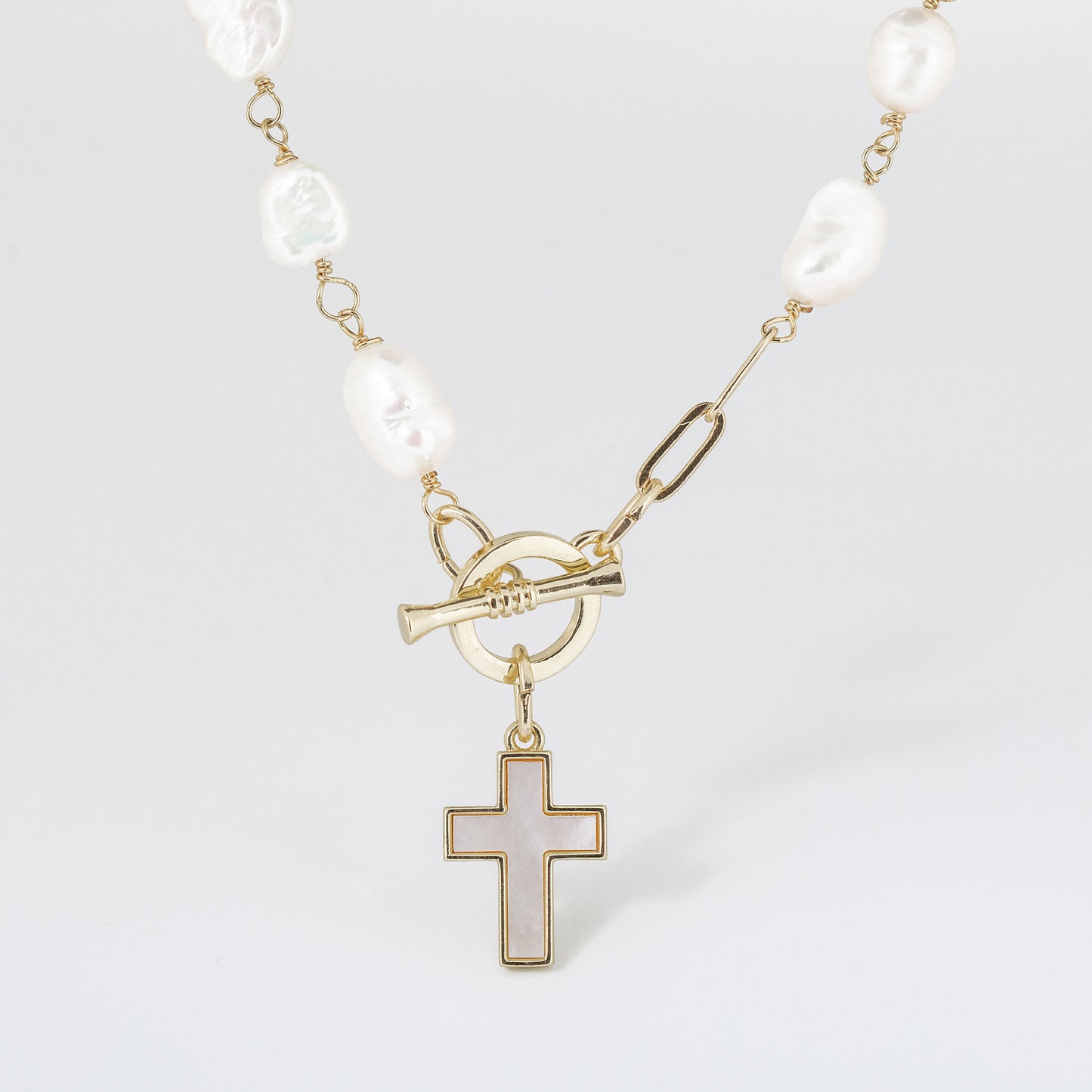 Cross My Heart Pearl Necklace