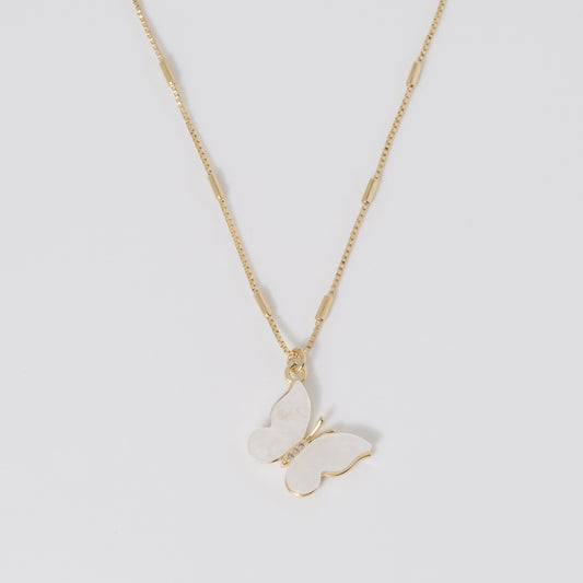 Mother of Pearl Butterfly Necklace