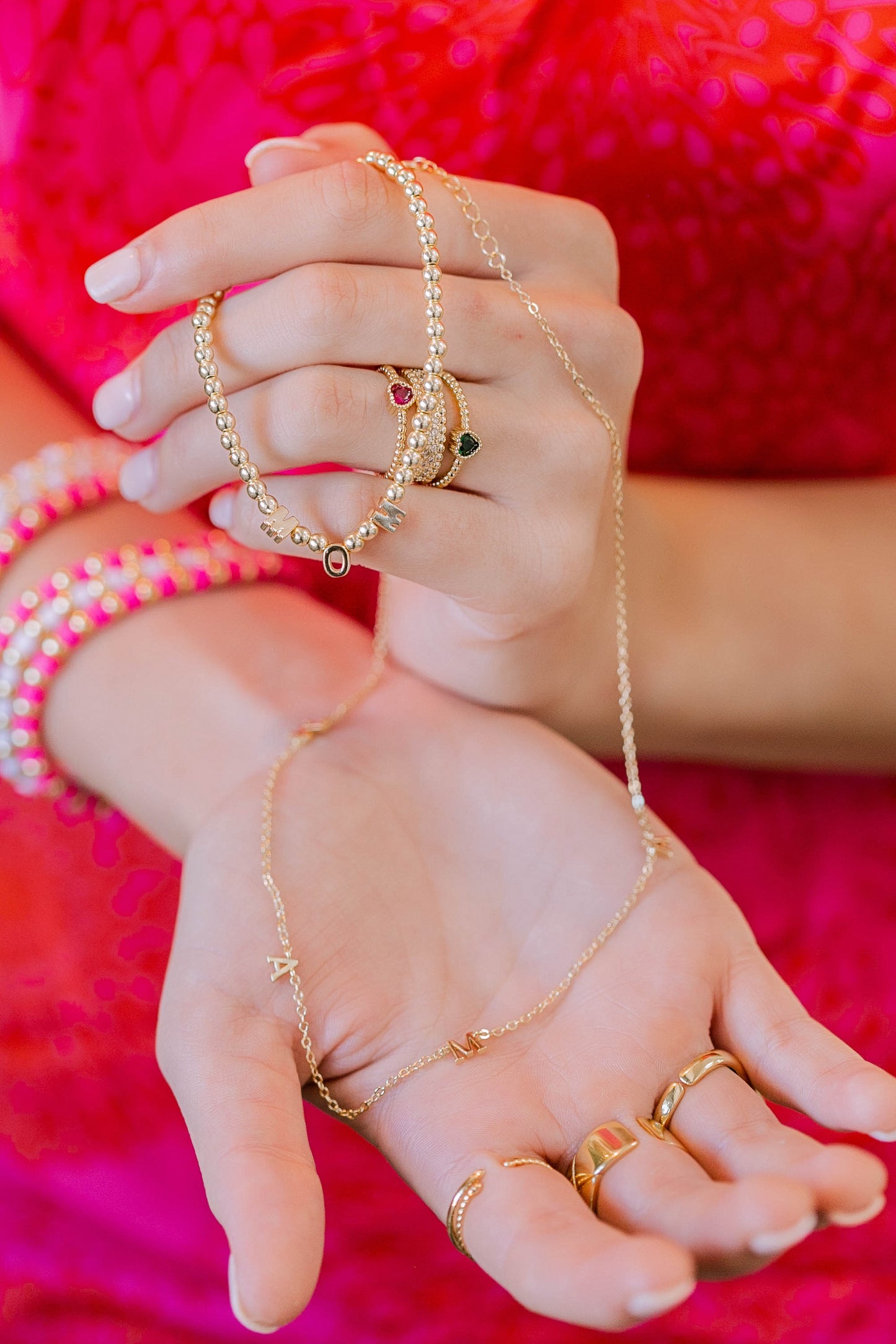 MOM Gold Beaded Bracelet