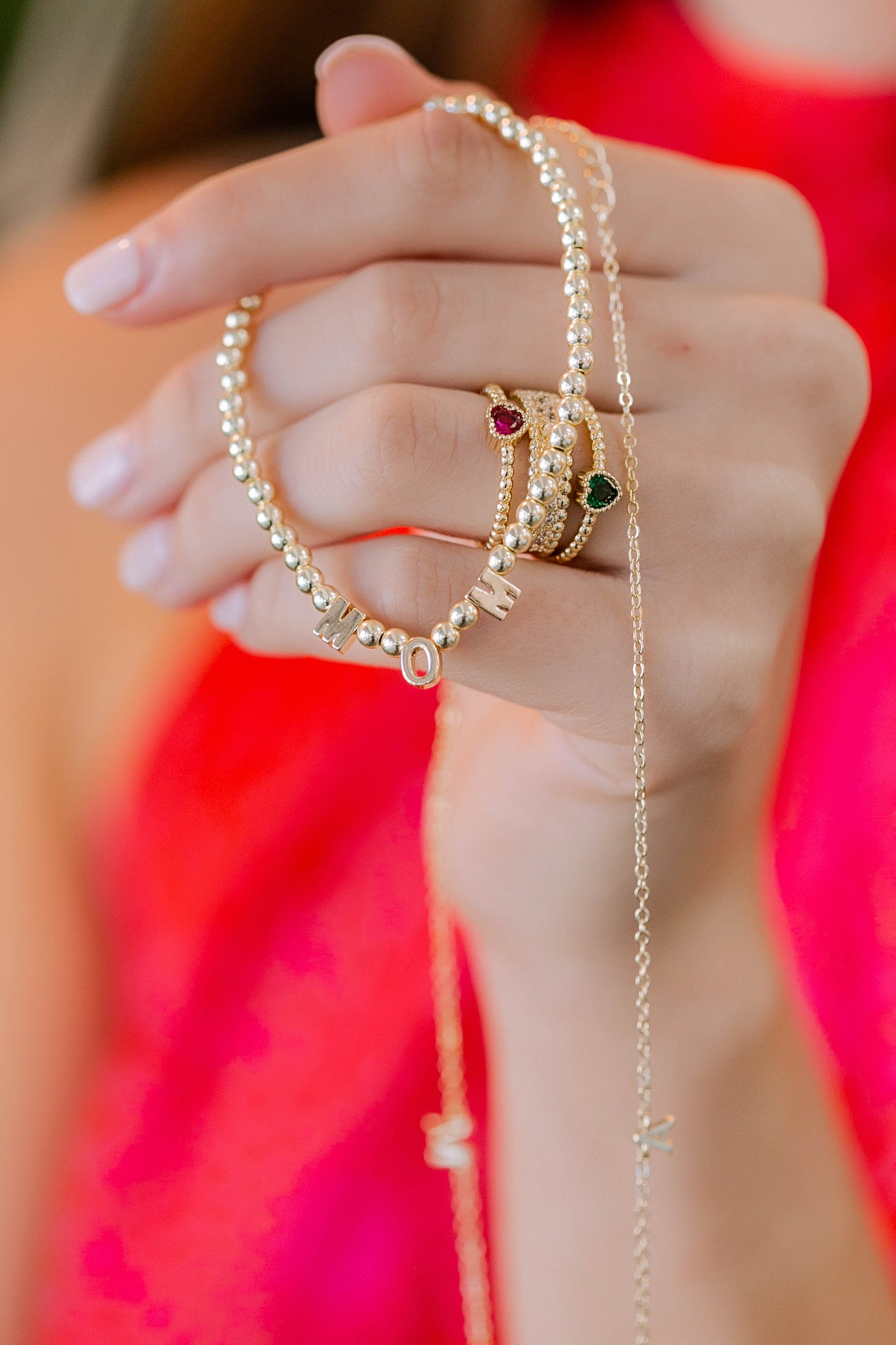 MOM Gold Beaded Bracelet